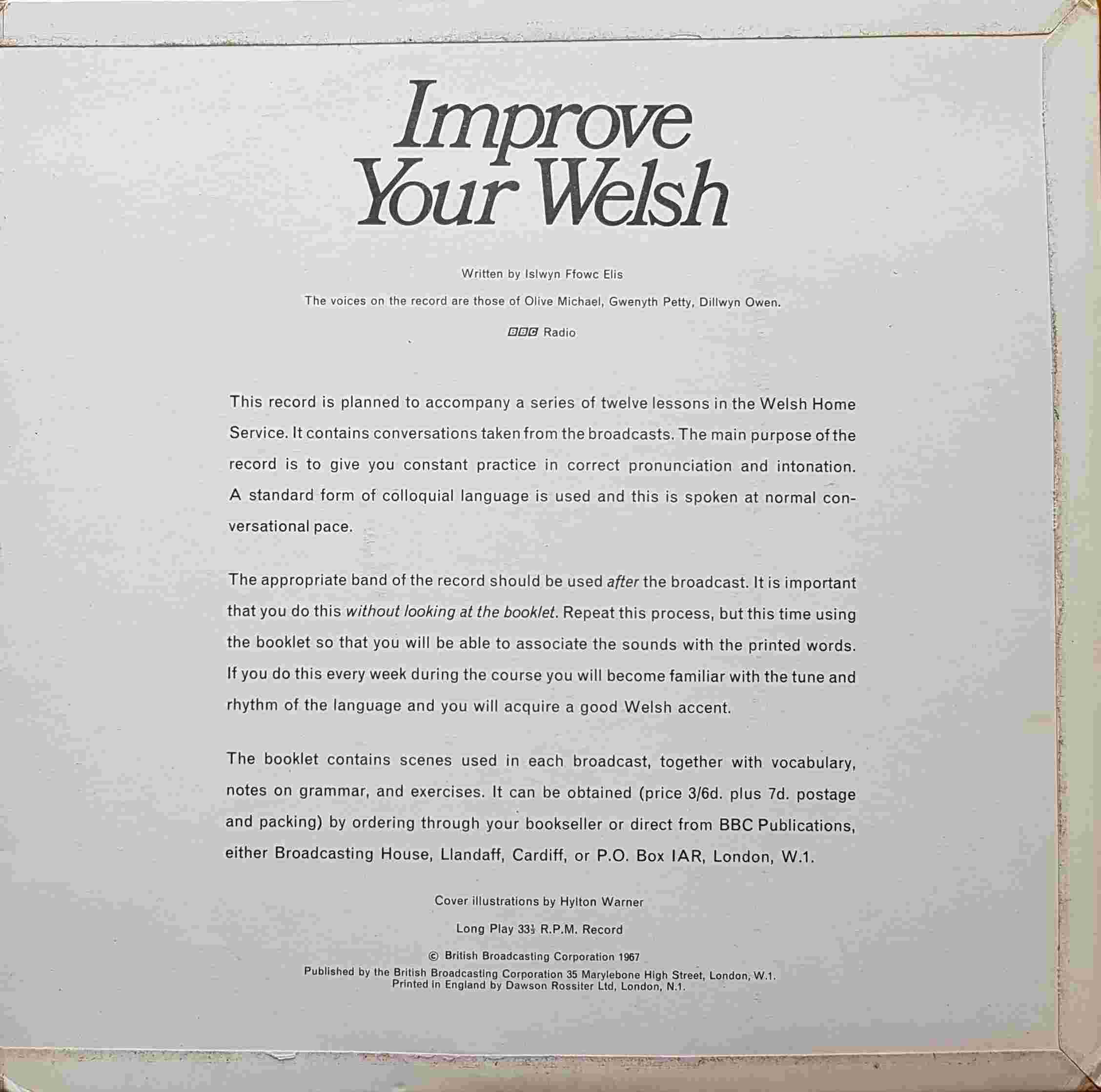 Picture of OP 119/120 Improve your Welsh - BBC second year radio course of twelve lessons by artist Islwyn Ffowc Elis from the BBC records and Tapes library